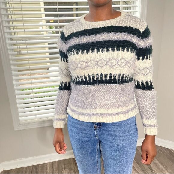 2/$20 Forever 21 Fuzzy Warm fair isle Printed Crewneck Sweater - Picture 2 of 11